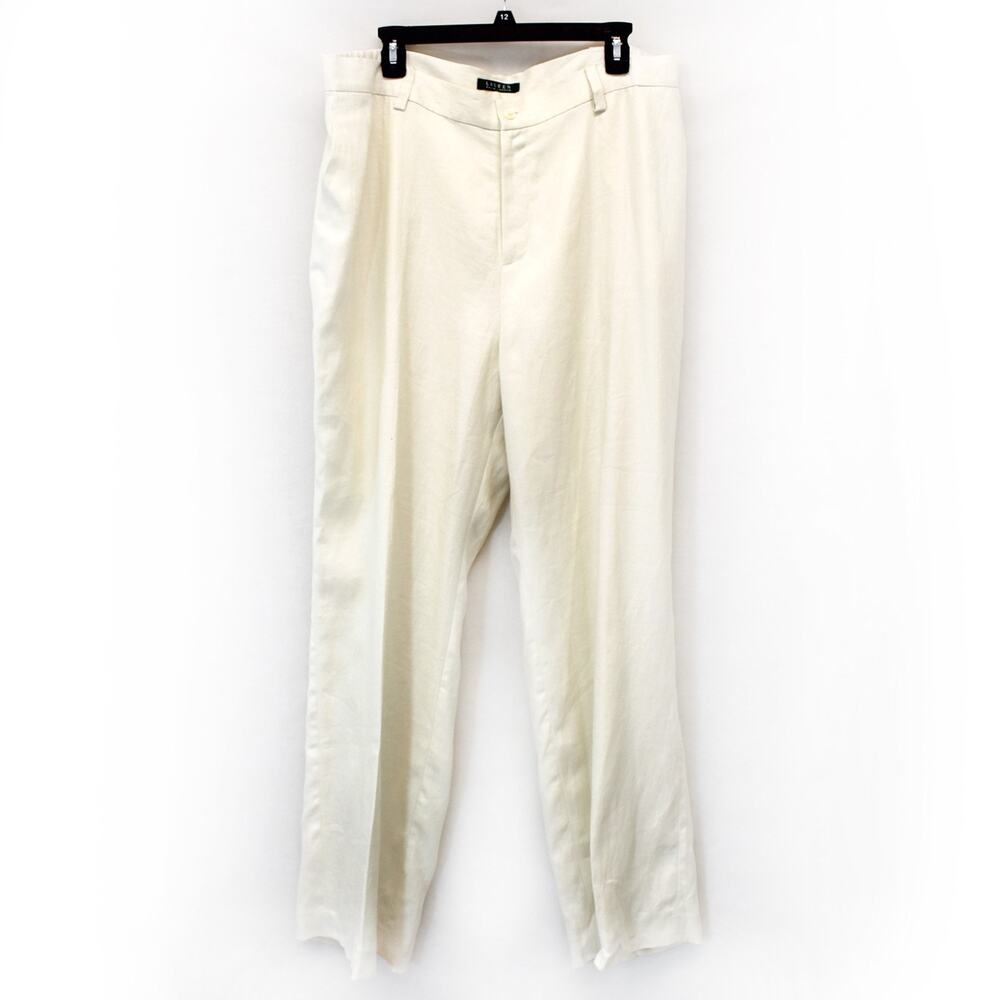 Lauren Ralph Lauren plus lined 100% linen pants old money classy size 18W 18